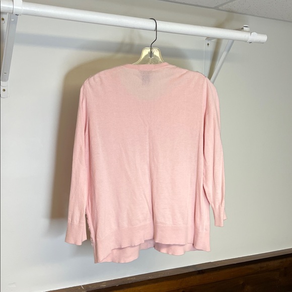 Ann Taylor Pastel Pink Floral 3/4 Sleeve Cotton Cardigan- L - Picture 2 of 6